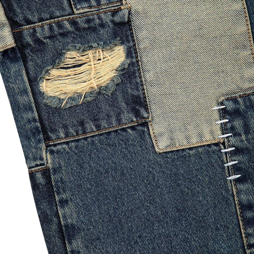 "sashiko v2" patchwork denim blue