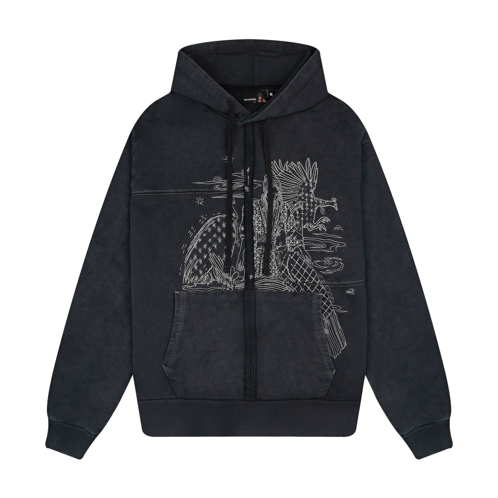 "sashiko" Hoodie anthracite