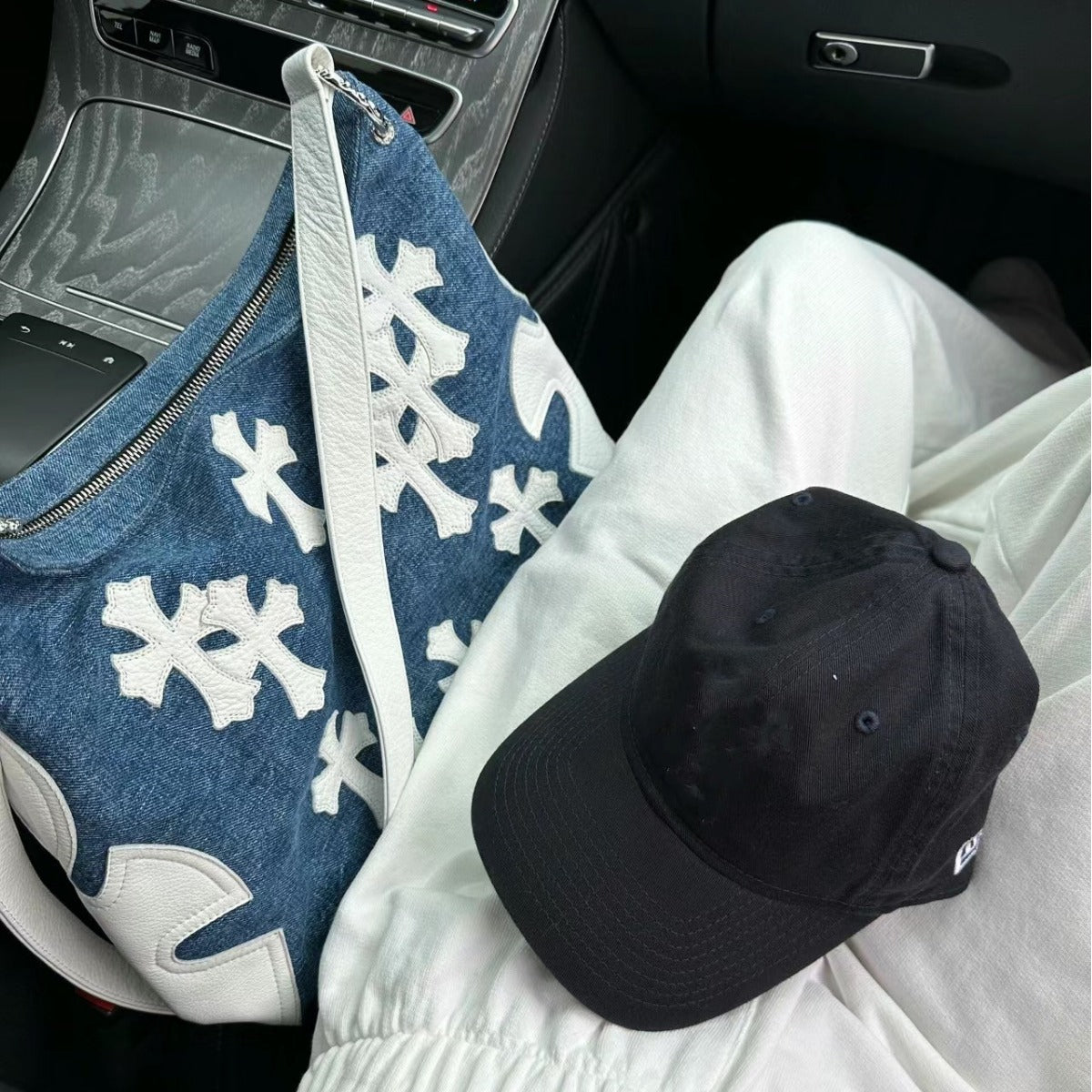 Chrome Heart Leather Bag Cross Leather Crossbody Bag