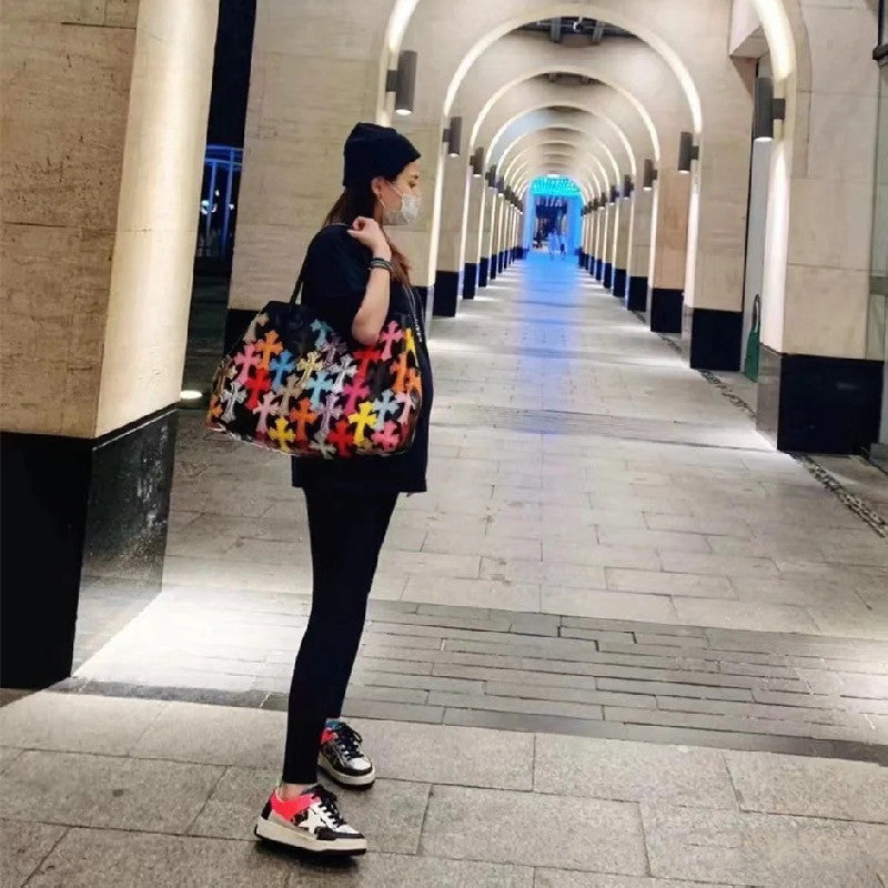 Chrome Heart Leather Bag Cross Colored Shopping Bag